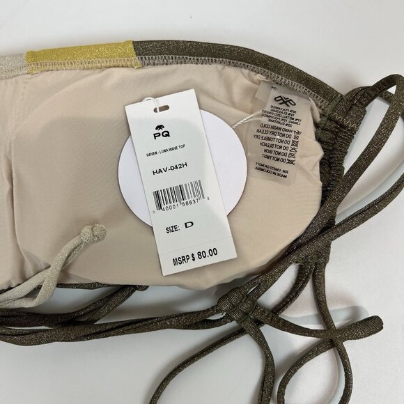 PQ Swim Haven Luna Wave Two Piece Bikini Set Small Full Bottoms D Bandeau Top - Picture 6 of 8